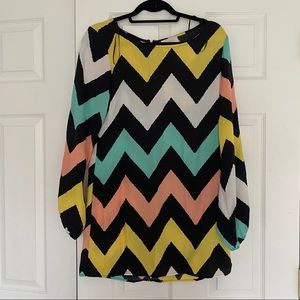 Long-sleeve Pastel Shift dress